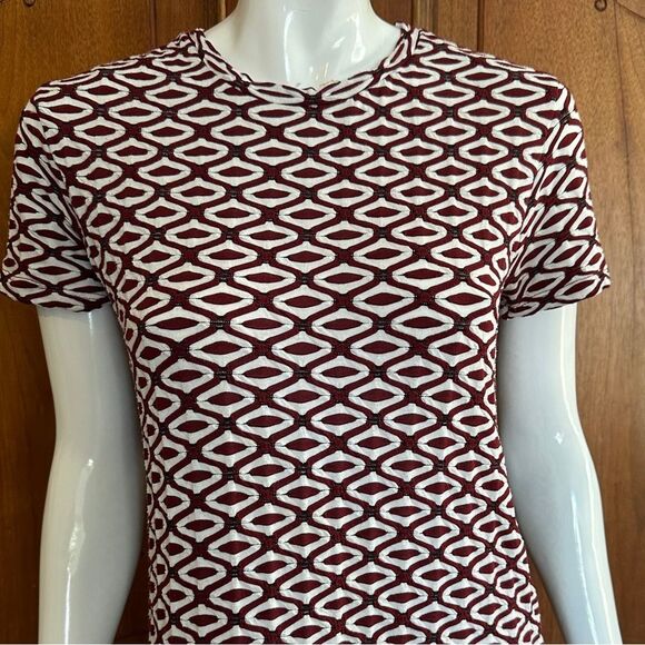 ZARA Printed Dress Dark Red & White Geometric Pattern Size Small - Picture 3 of 9